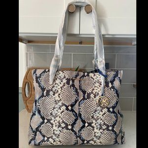 Lenox Large Python Embossed Leather Tote Bag